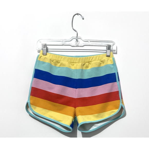 Hanna Andersson French Terry Shorts Girls 150 US 12 Red Yellow Blue Striped - Picture 1 of 6